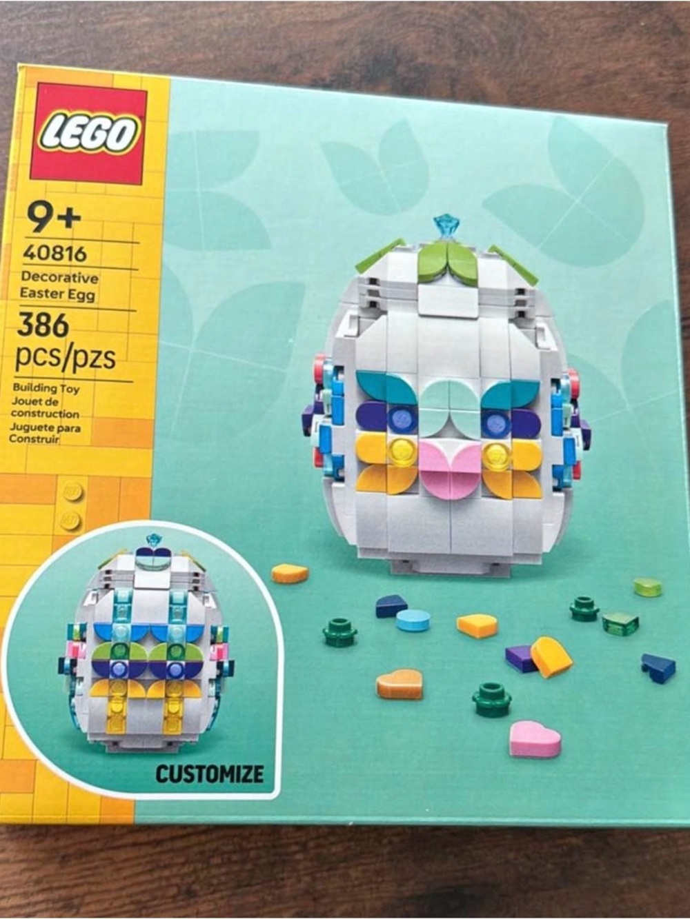 LEGO Decorative Easter Egg — White with Pastel Blue, Pink, Yellow, Green Accents